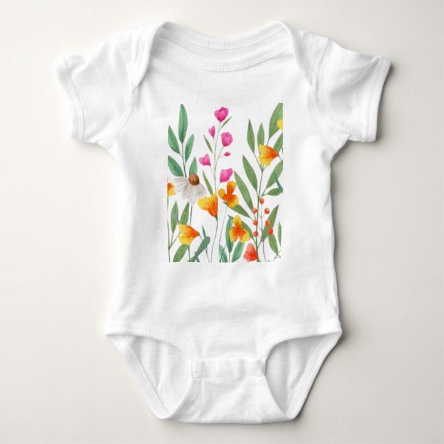 Body Para Bebê Sublimação de flores silvestres (Frente)
