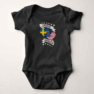 Body Para Bebê Sueco Americano Heart Flags Suecia América
