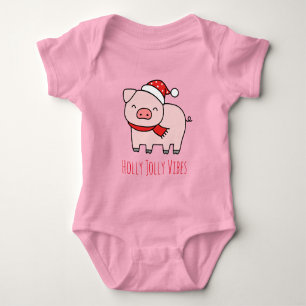 Body Para Bebê Suíno rosa-rosa-pinto Holly Jolly Vibes Minimalist