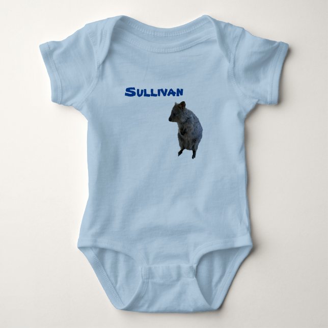 Body Para Bebê Sullivan Nome Com Quokka Australiano, Bodysuit de  (Frente)