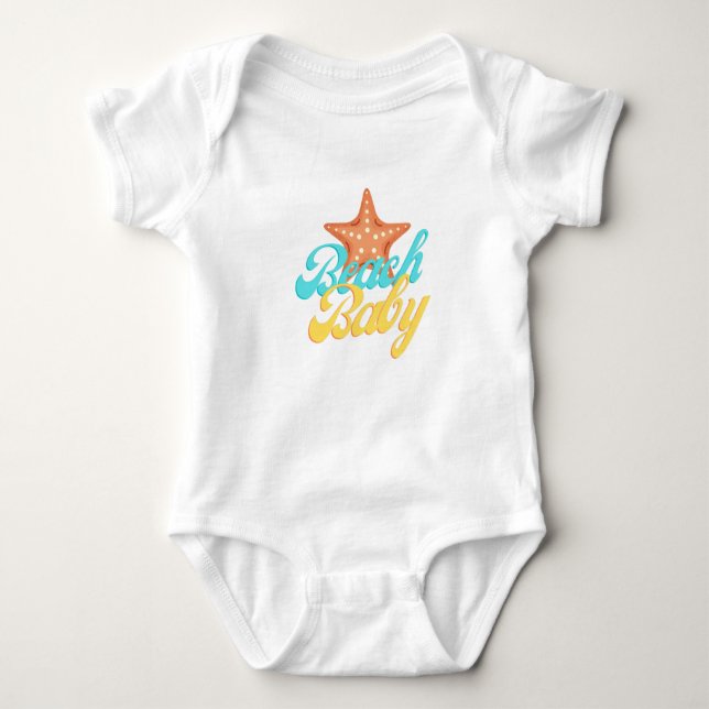 Body Para Bebê Summery Beach Baby Art (Frente)