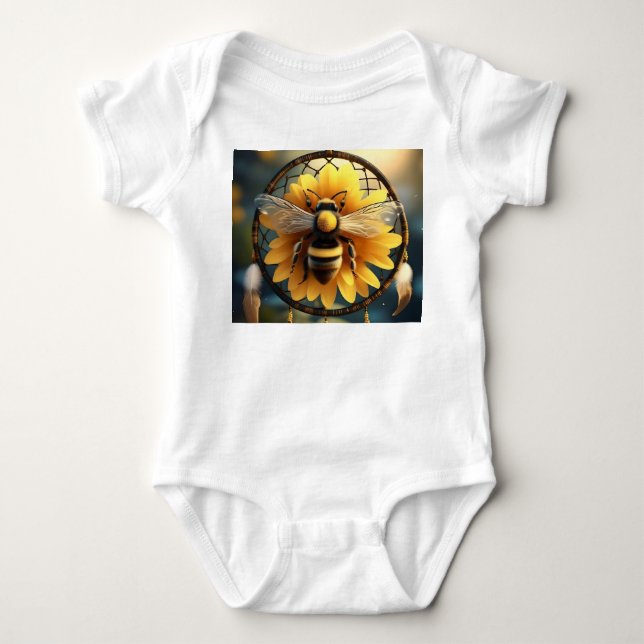 Body Para Bebê Sunflower Bee Dreamcatcher, (Frente)