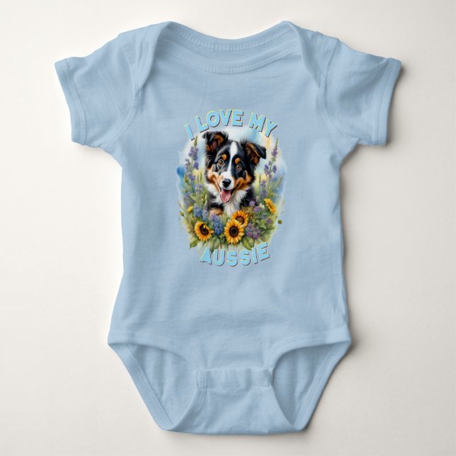 Body Para Bebê Sunny Aussie Meadow - Personalizável (Frente)