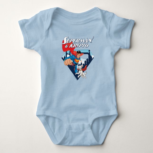 Body Para Bebê Super-Homem & Krypto Voam (Frente)