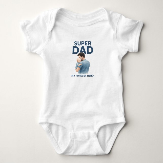 Body Para Bebê Super Pai Baby Bodyfato - Meu Forever Hero Present (Frente)