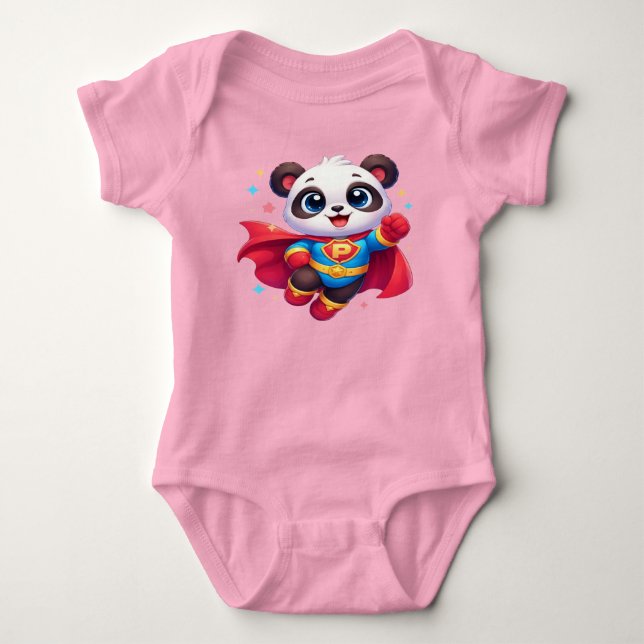 Body Para Bebê Super Panda Hero — Panda Voador Kawaii Fofo (Frente)