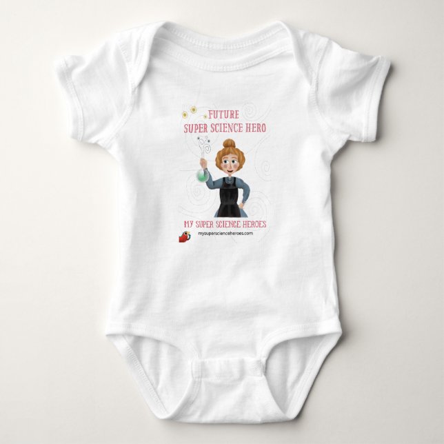 Body Para Bebê Super Science Baby Bodysuit - Marie Curie (Frente)