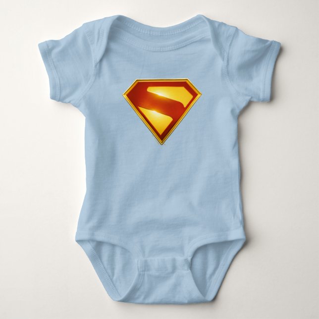 Body Para Bebê Superman Escudo Dourado Brilhante (Frente)