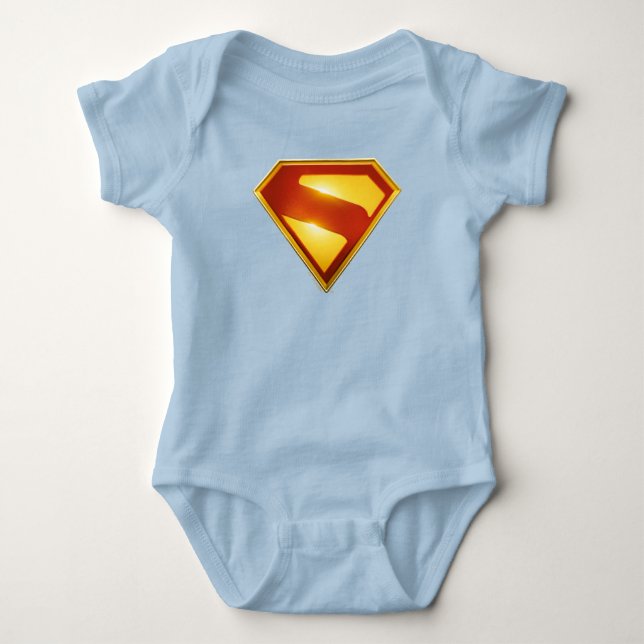 Body Para Bebê Superman Escudo Dourado Brilho (Frente)