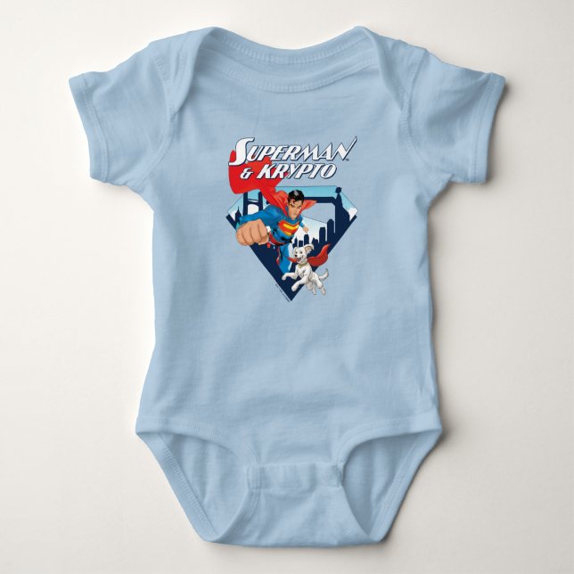 Body Para Bebê Superman & Krypto Voam (Frente)