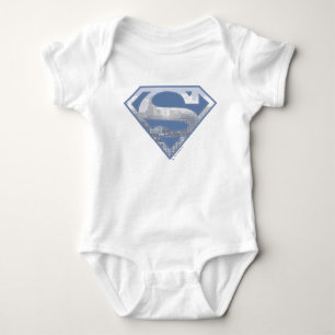 Body Para Bebê Superman S-Shield Logotipo azul claro