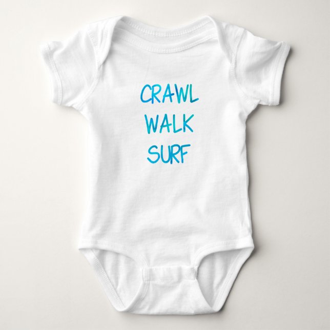 Body Para Bebê Surf de Caminho de Rastreamento com Fonte Azul (Frente)