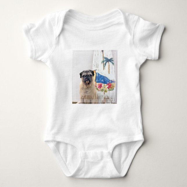 Body Para Bebê Surf Pug (Frente)