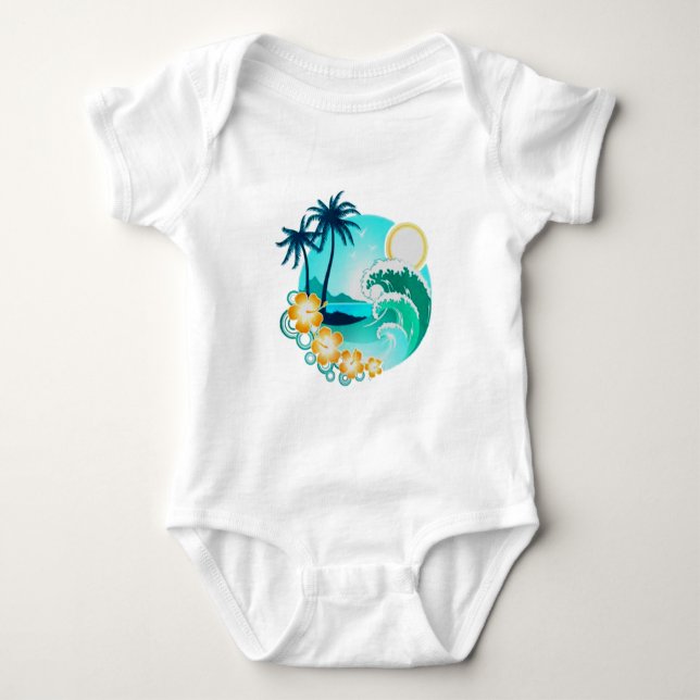 Body Para Bebê Surf TROPICAL HAWAIIAN (Frente)
