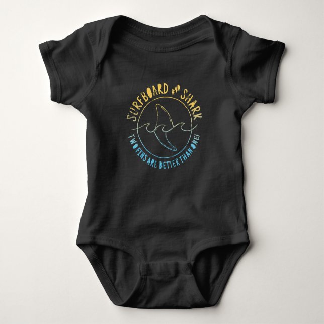 Body Para Bebê Surfboard E Shark Funny Summer Vacy B (Frente)