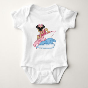 Body Para Bebê Surfer Pug Girl personalizável - rosa