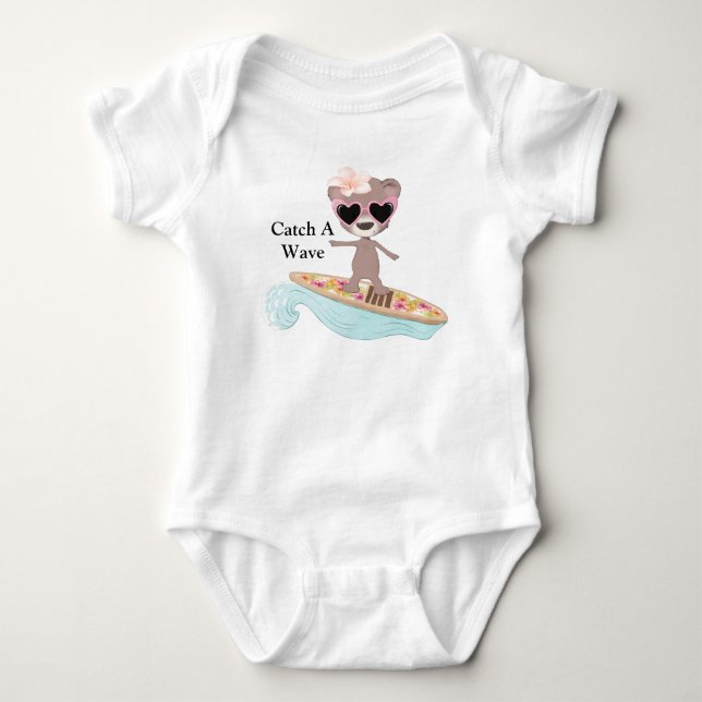 Body Para Bebê Surfista Pegue Uma Onda (Frente)