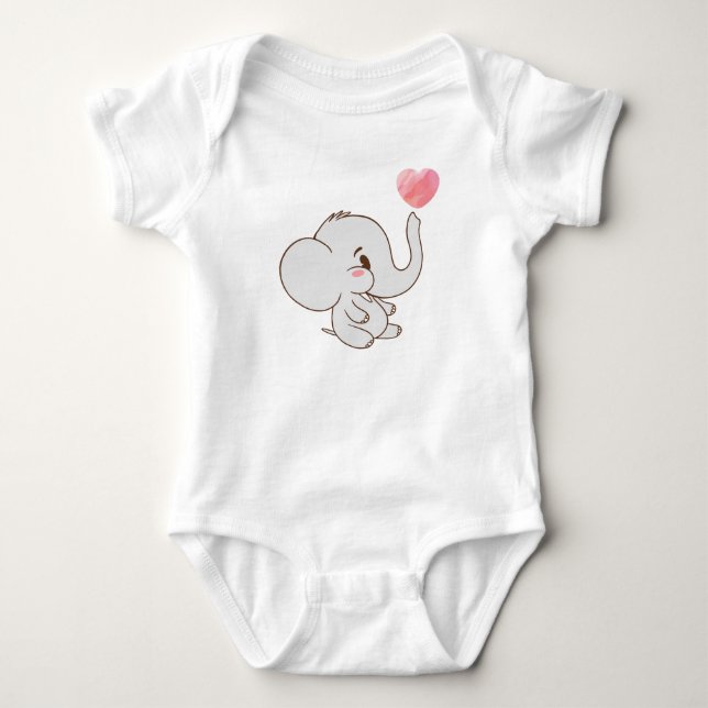 Body Para Bebê Sweet Minimalist Elephant with Heart for Newborn  (Frente)