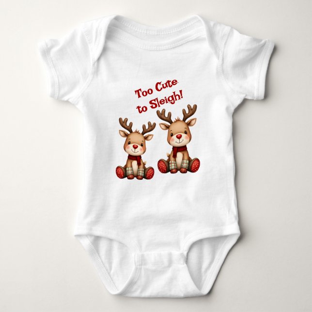 Body Para Bebê Sweet Reindeer Pair in Holiday Snowfall (Frente)