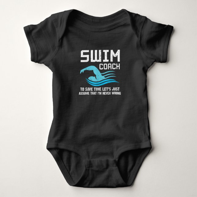 Body Para Bebê Swim Teacher Swimming Coach (Frente)