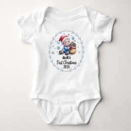 Body Para Bebê T-Shirt0Personalised Baby's First Xmas 2025-Boy