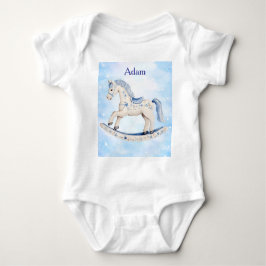 Body Para Bebê T-Shirt-Editable Blue Chinoserie