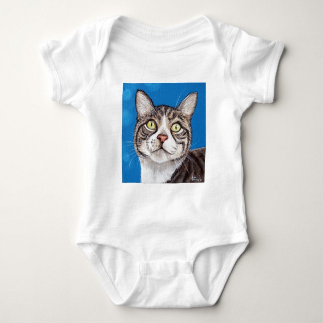 Body Para Bebê Tabby Cat Painting (Frente)