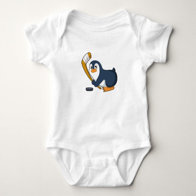 Body Para Bebê Taco de hóquei no gelo do Pinguim (Frente)
