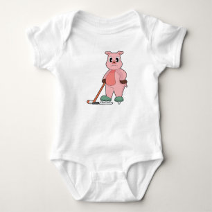 Body Para Bebê Taco de hóquei no gelo do porco