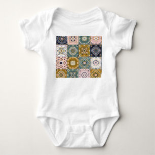 Body Para Bebê Talavera Indian: Patchwork, Ethnic Mosaic.
