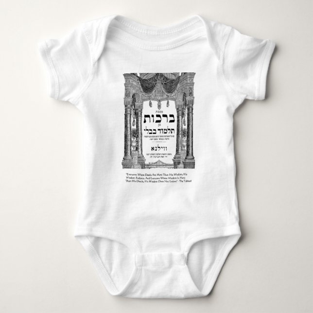 Body Para Bebê Talmud "Wisdom/Deeds" Citação Oferta Cartões Camis (Frente)