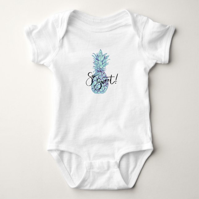 Body Para Bebê Tão Doce! Roupas de Bebê Abacaxi Azul (Frente)