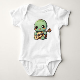 Body Para Bebê Tartaruga Chibi Cuja Tocação Toca Violão