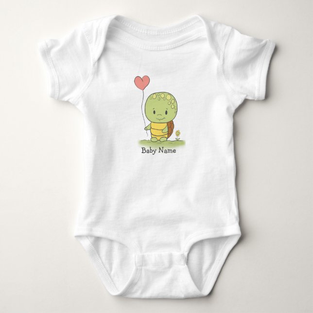 Body Para Bebê Tartaruga Com Balão Em Forma de Coração (Frente)
