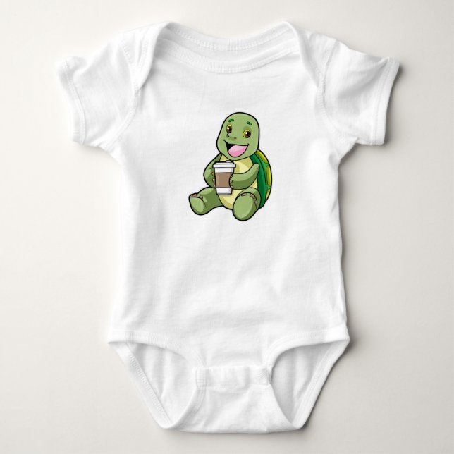 Body Para Bebê Tartaruga com Casco & Café para levar (Frente)