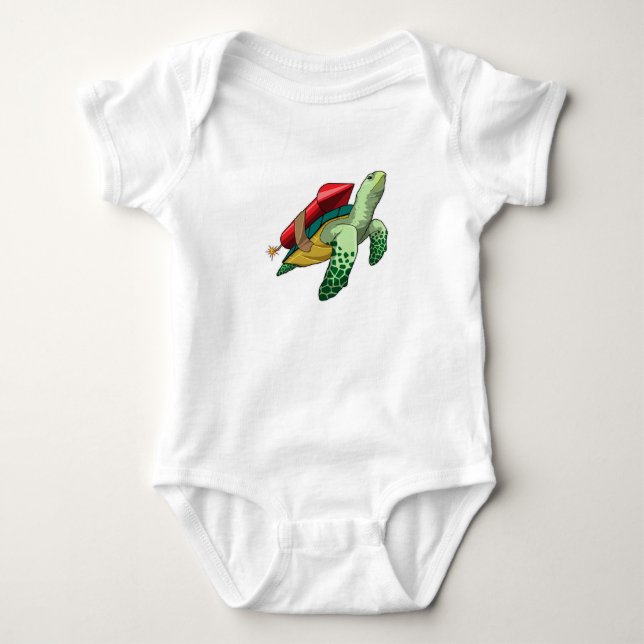 Body Para Bebê Tartaruga com foguete (Frente)