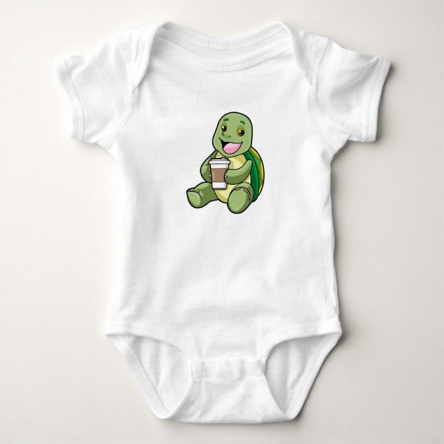 Body Para Bebê Tartaruga com Shell e Café para ir (Frente)