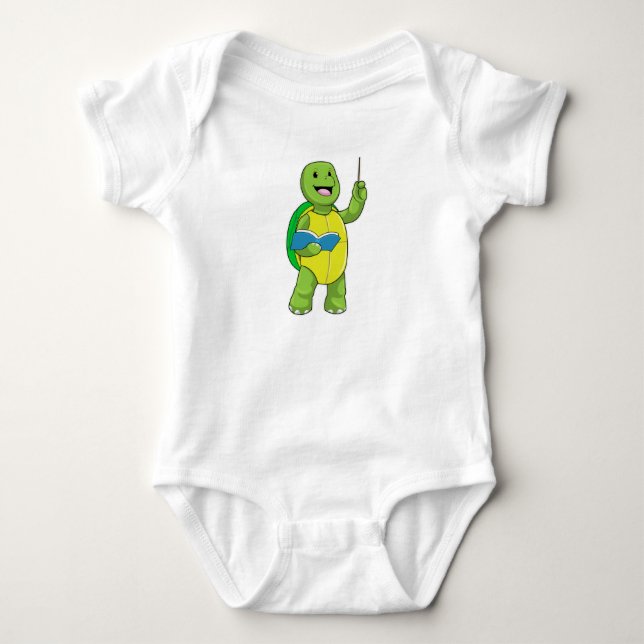 Body Para Bebê Tartaruga como Professora com Livro e Ponteiro (Frente)