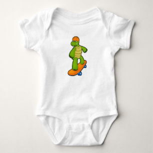 Body Para Bebê Tartaruga como Skateboarder com skate e capacete