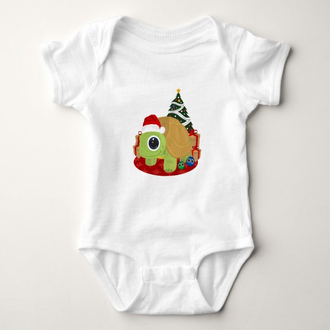 Body Para Bebê Tartaruga de Natal (Frente)