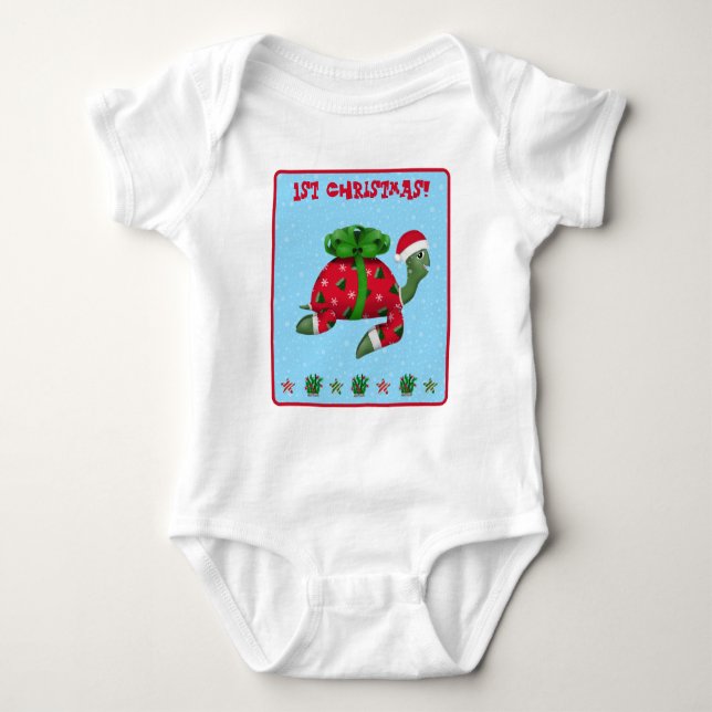 Body Para Bebê Tartaruga de Natal 1º Natal (Frente)