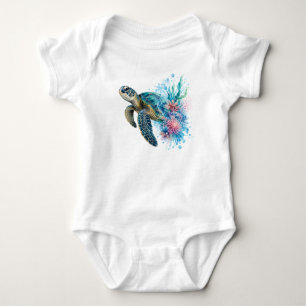 Body Para Bebê Tartaruga Marinha Aquarela PNG Design Costeiro Oce