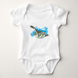 Body Para Bebê Tartaruga marinha Nadando Design de Aquarela