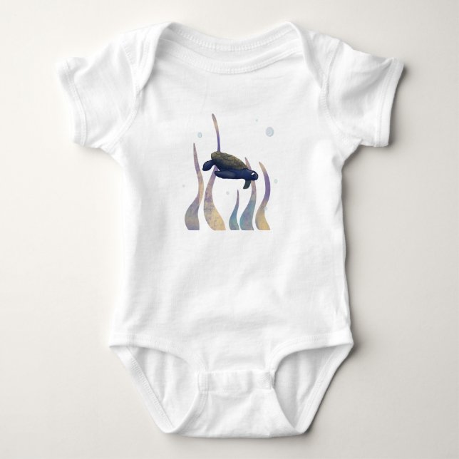 Body Para Bebê Tartaruga Marítima Com Algas (Frente)