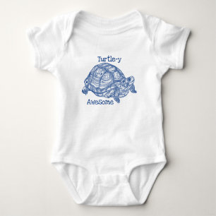 Body Para Bebê Tartaruga - meu Texto Azul Espantoso e Bonito