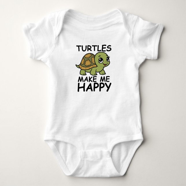 Body Para Bebê Tartarugas Me Fazem Feliz (Frente)