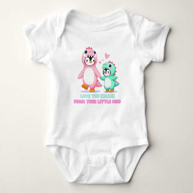 Body Para Bebê Te Amo, Dino-Mãe Personalizado (Frente)