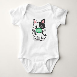 BODY PARA BEBÊ TECIDO DE MÁSCARA DE BEBÊ VESTIDO DE GATO PRETO E