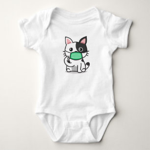 BODY PARA BEBÊ TECIDO DE MÁSCARA DE BEBÊ VESTIDO DE GATO PRETO E