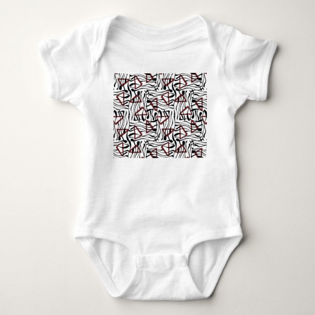Body Para Bebê Tecido Geométrico: Design de Padrão Artístico. (Frente)